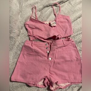 Pink two piece shorts set - Read description for sizes